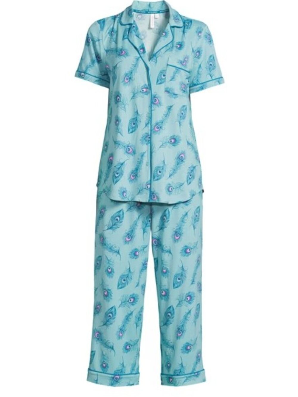 Joyspun Peacock Feather Pajamas Shirt and Crop Pants Size XL (16-18)